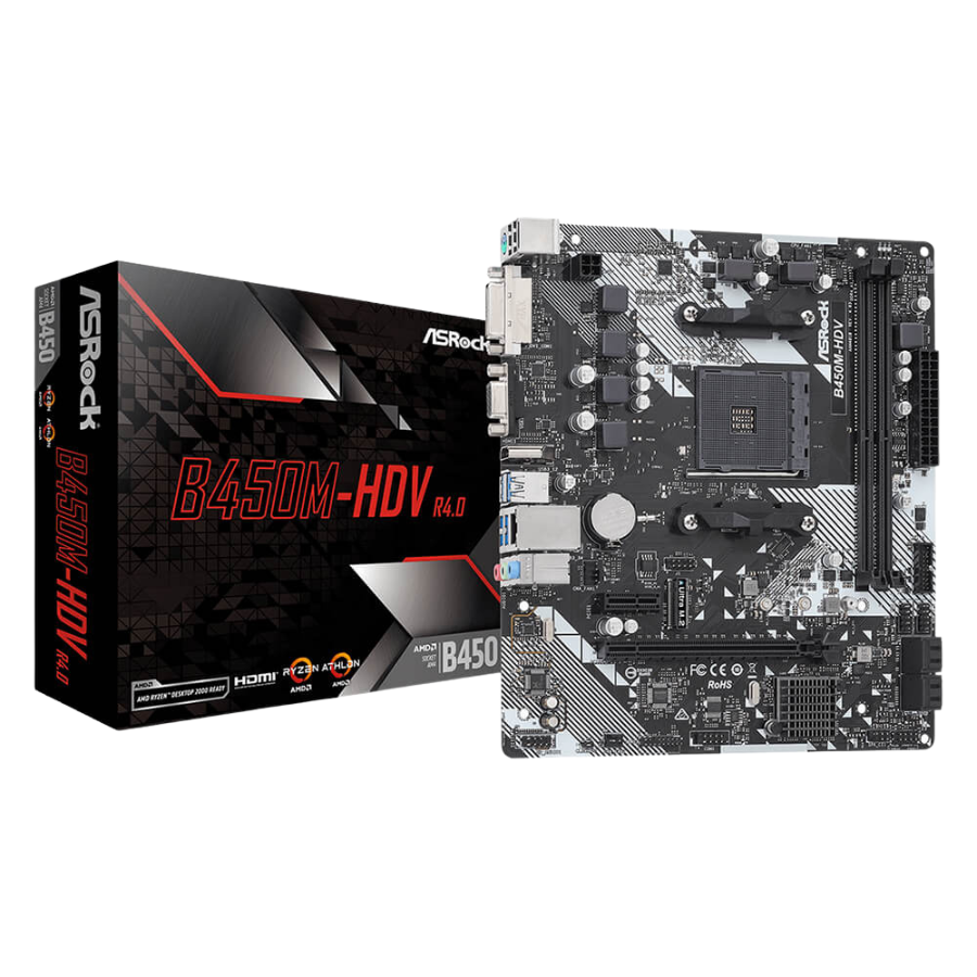 Hình ảnh chi tiết Mainboard ASRock B450M-HDV R4.0 DDR4 - Socket AM4, B450 - Ảnh số 2