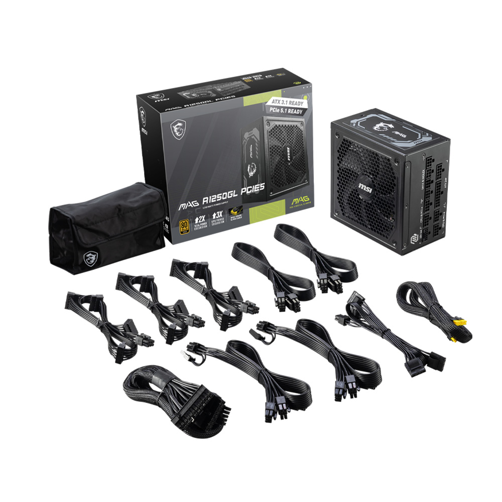 Hình ảnh chi tiết Nguồn MSI MAG A1250GL 1250W 80+ Gold (ATX 3.0, PCIE5) - Ảnh số 1