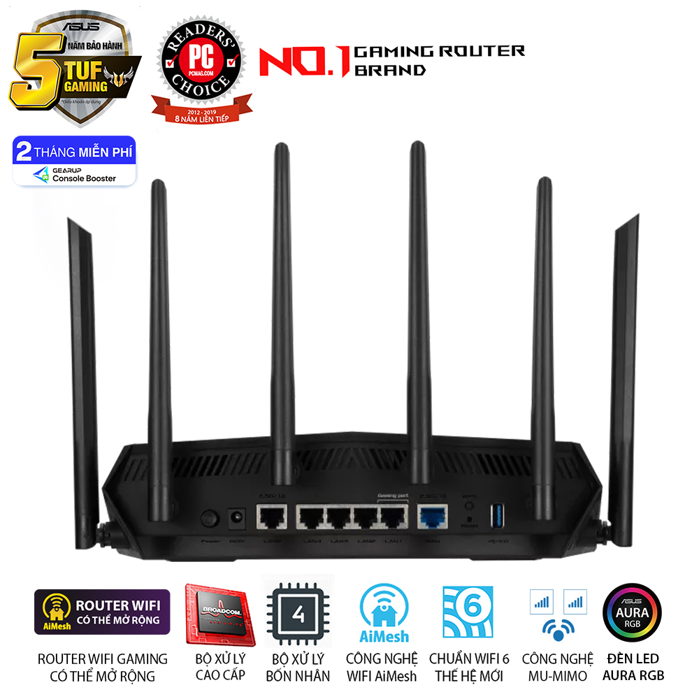 Hình ảnh chi tiết Router Wifi 6 Gaming Asus TUF-AX6000 - Dual 2.5G Port - Ảnh số 4