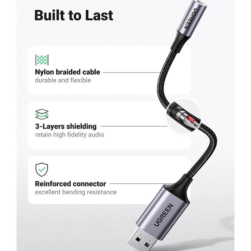 Hình ảnh chi tiết Cáp USB 2.0 sang 3.5mm Ugreen 25cm (30757) - Ảnh số 3