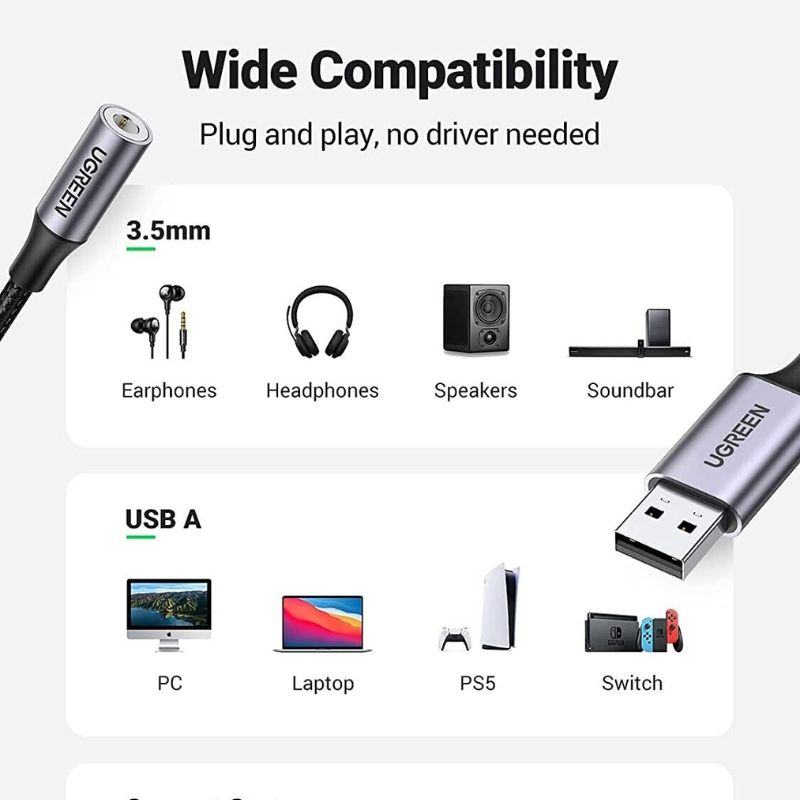 Hình ảnh chi tiết Cáp USB 2.0 sang 3.5mm Ugreen 25cm (30757) - Ảnh số 4