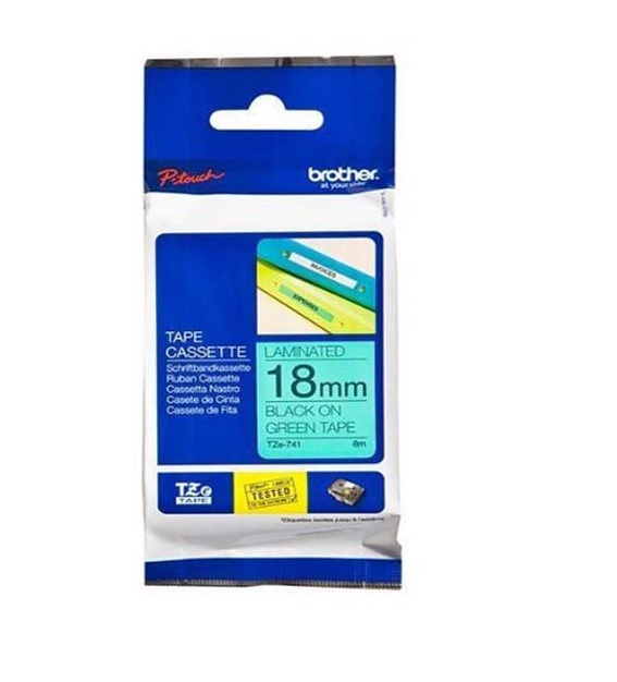 Hình ảnh chi tiết Nhãn in Brother TZe-FX741 - 18mm, Đen trên Xanh lá - Ảnh số 1