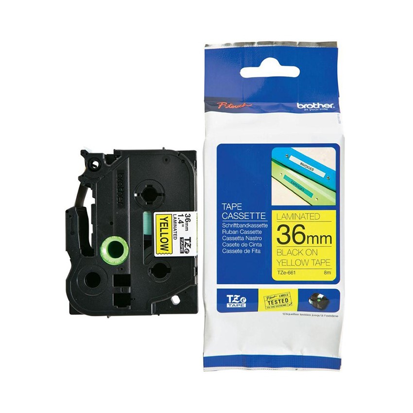 Hình ảnh chi tiết Nhãn in Brother TZe-661 - 36mm, Đen trên Vàng - Ảnh số 1