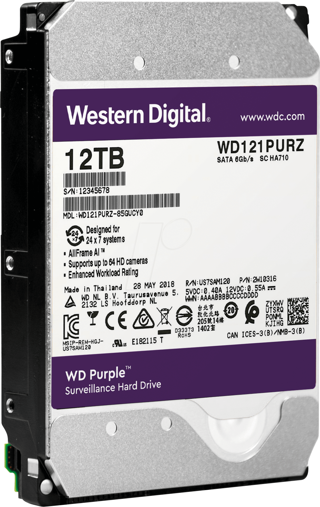 Hình ảnh chi tiết Ổ cứng Western 12TB WD121PURZ - Ảnh số 1