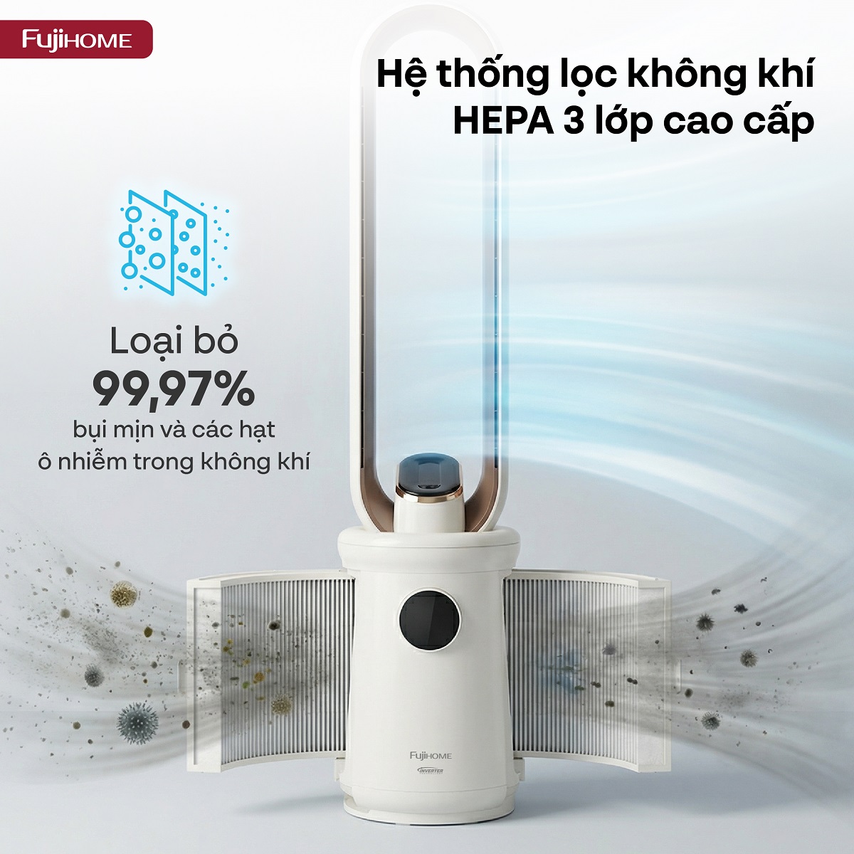 Hình ảnh chi tiết Quạt không cánh lọc không khí HEPA, ra lệnh giọng nói Fujihome LUXURY BF15-HEPA-VOICE - Ảnh số 3