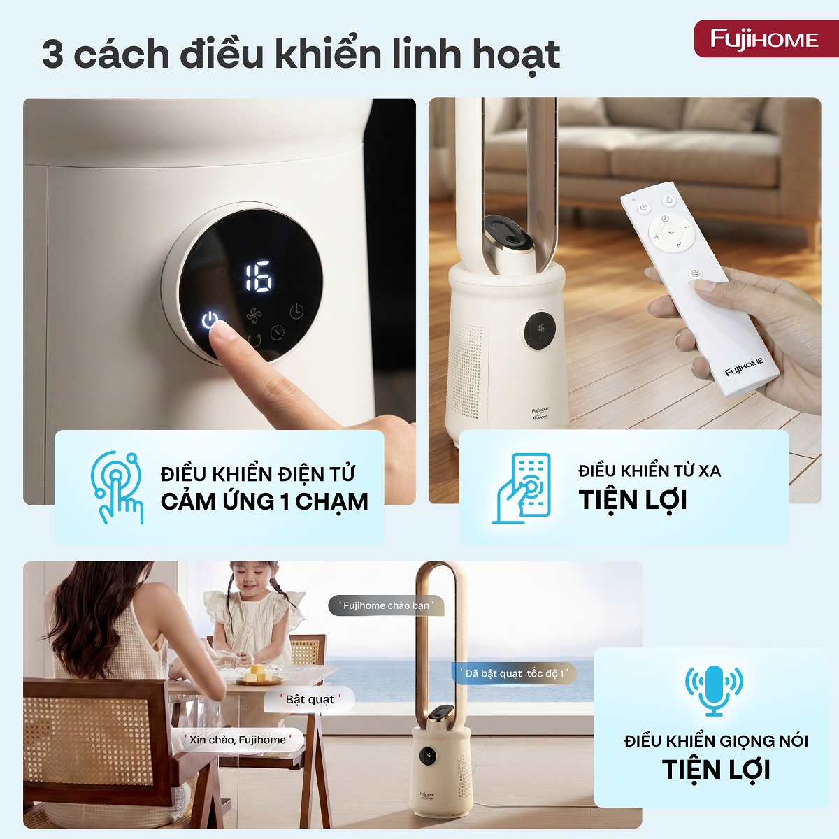 Hình ảnh chi tiết Quạt không cánh lọc không khí HEPA, ra lệnh giọng nói Fujihome LUXURY BF15-HEPA-VOICE - Ảnh số 4