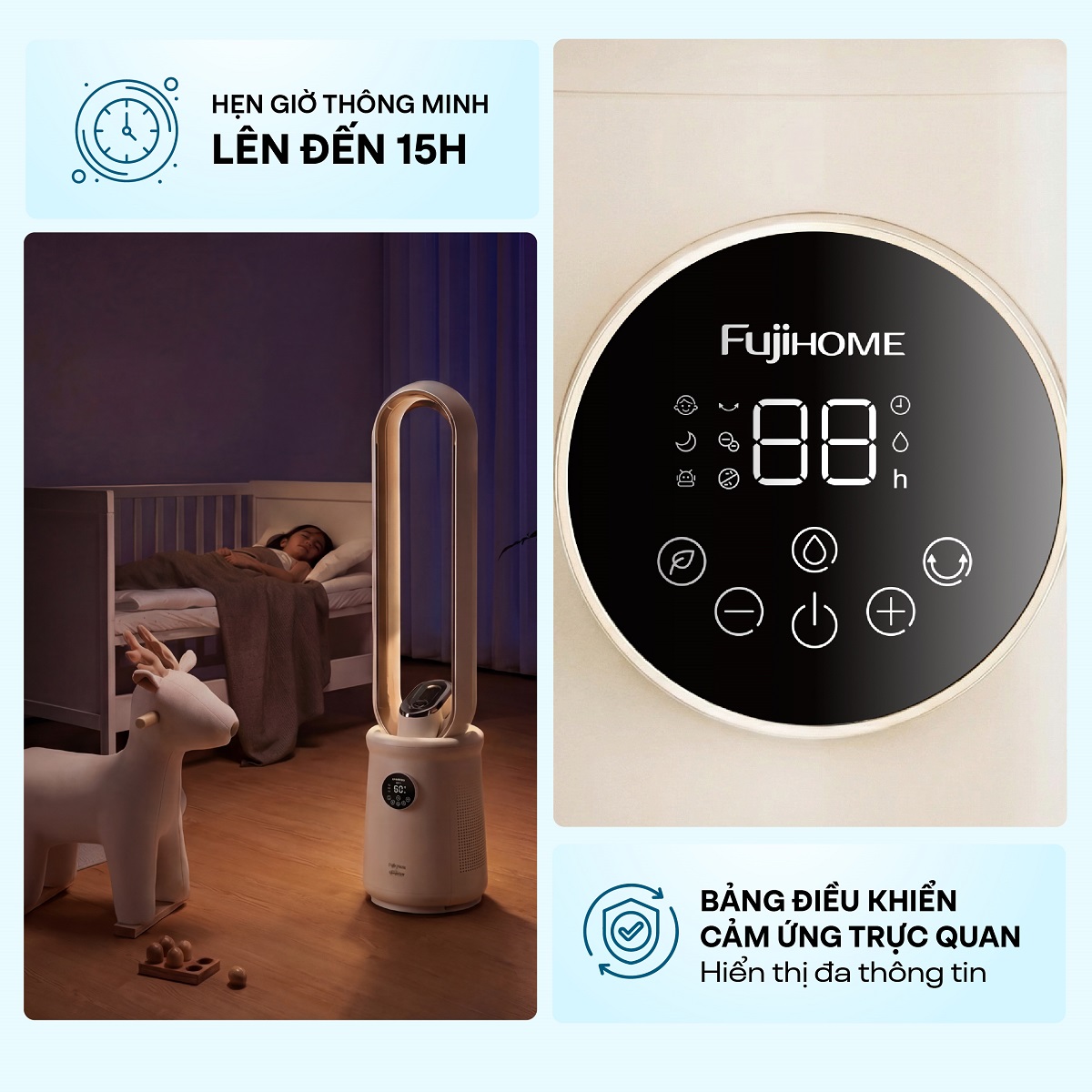 Hình ảnh chi tiết Quạt không cánh lọc không khí HEPA, ra lệnh giọng nói Fujihome LUXURY BF15-HEPA-VOICE - Ảnh số 10