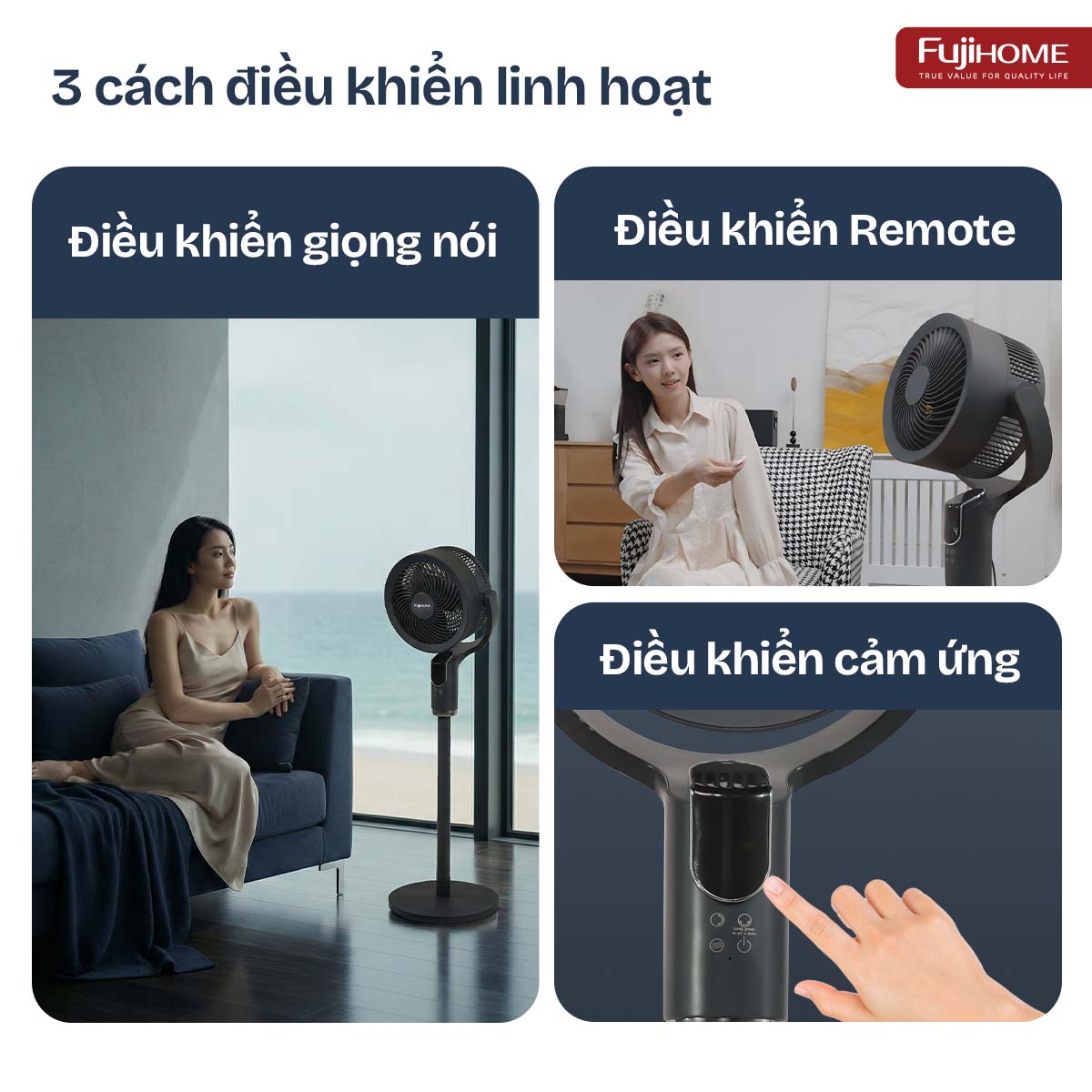 Hình ảnh chi tiết Quạt tuần hoàn không khí điều khiển bằng giọng nói Fujihome CFR04-VOICE - Ảnh số 2