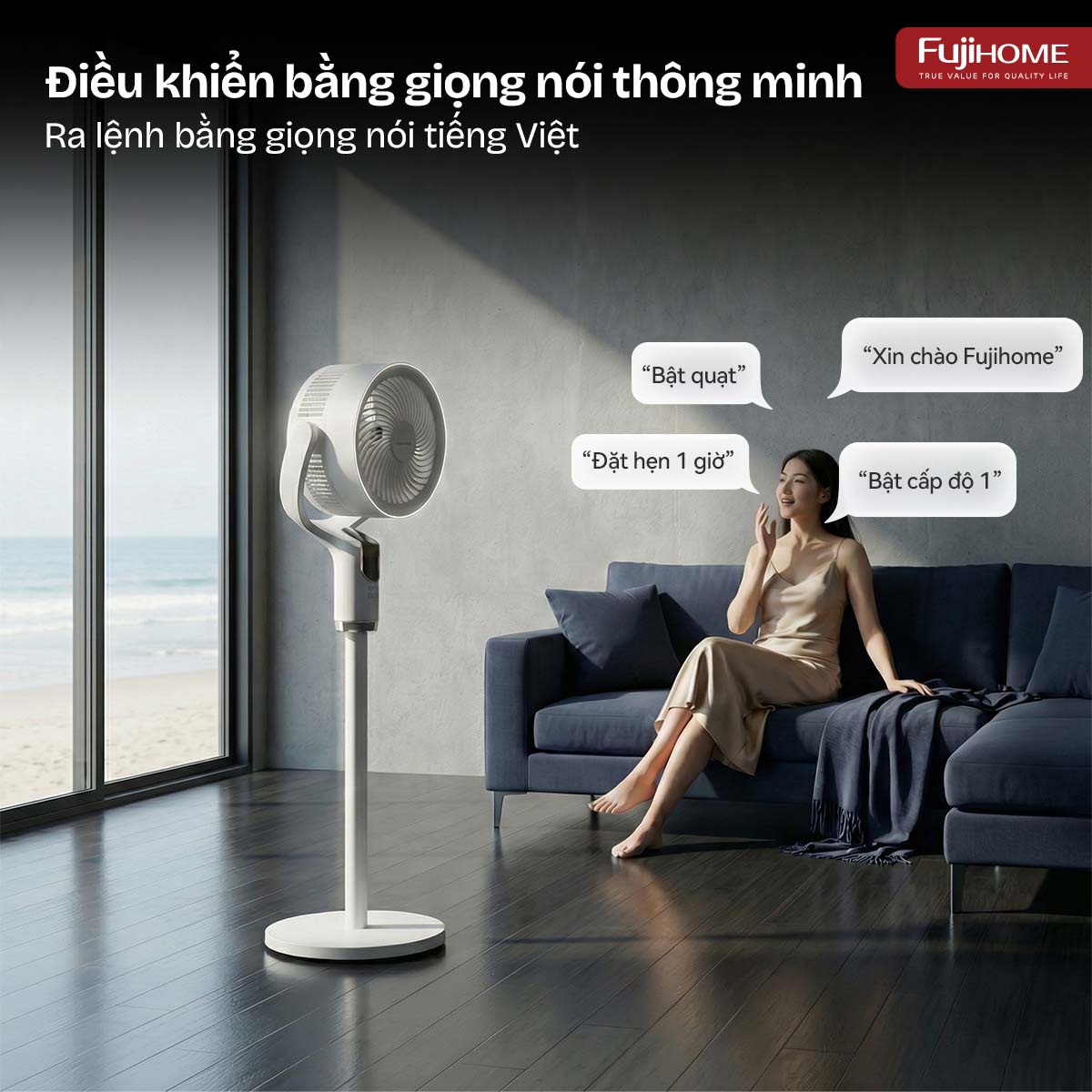 Hình ảnh chi tiết Quạt tuần hoàn không khí điều khiển bằng giọng nói Fujihome CFR04-VOICE - Ảnh số 7