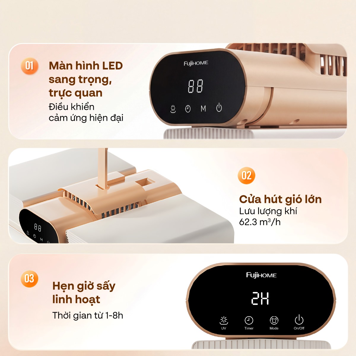 Hình ảnh chi tiết Máy sấy quần áo, khử trùng UV gấp gọn Fujihome FCD16 - Ảnh số 4