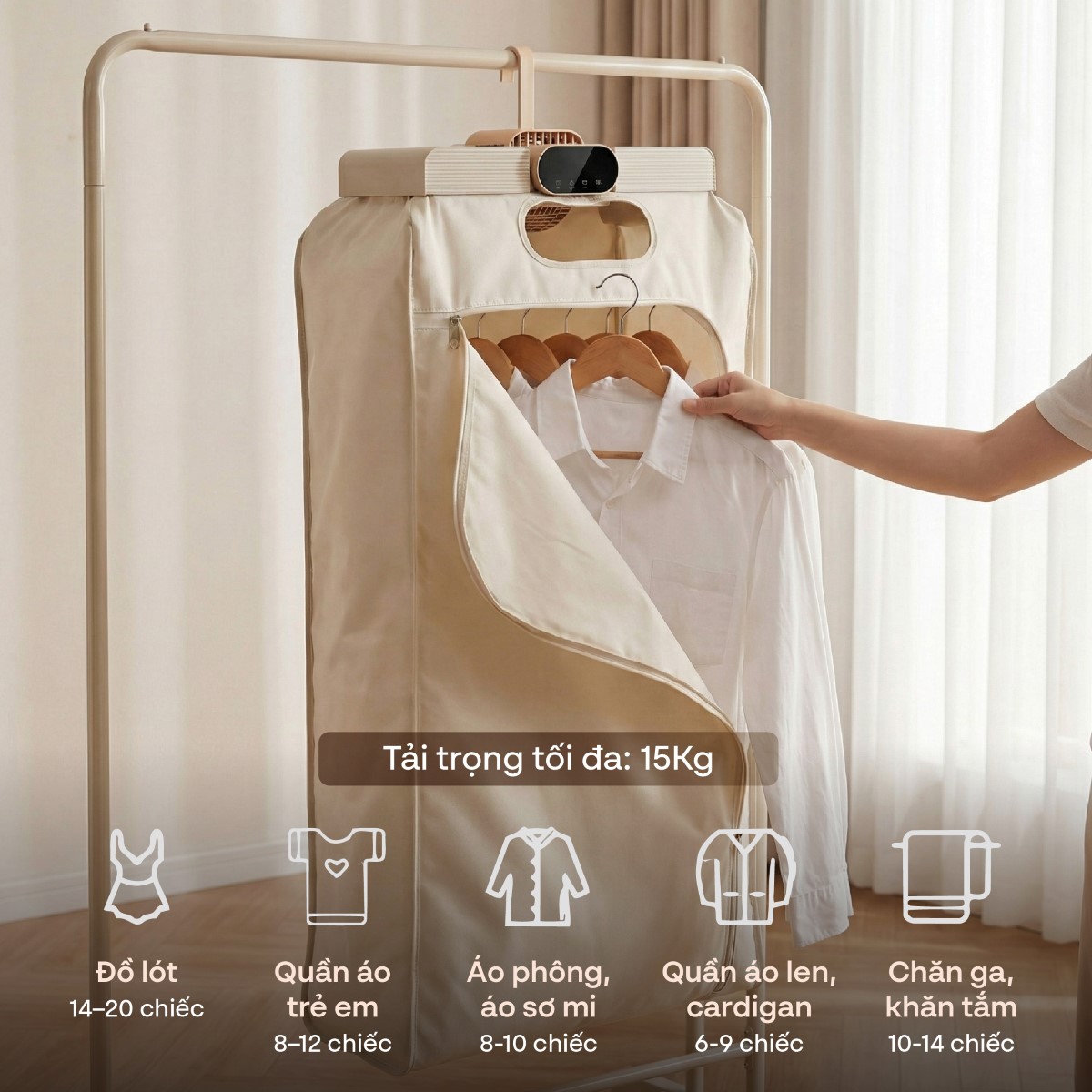 Hình ảnh chi tiết Máy sấy quần áo, khử trùng UV gấp gọn Fujihome FCD16 - Ảnh số 5