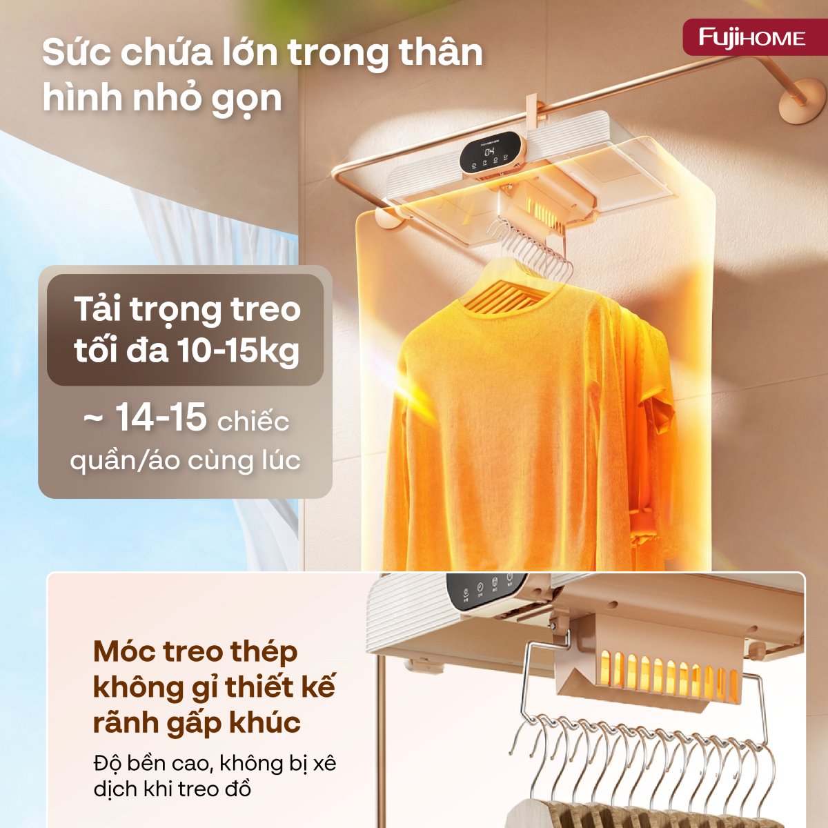 Hình ảnh chi tiết Máy sấy quần áo, khử trùng UV gấp gọn Fujihome FCD16 - Ảnh số 10