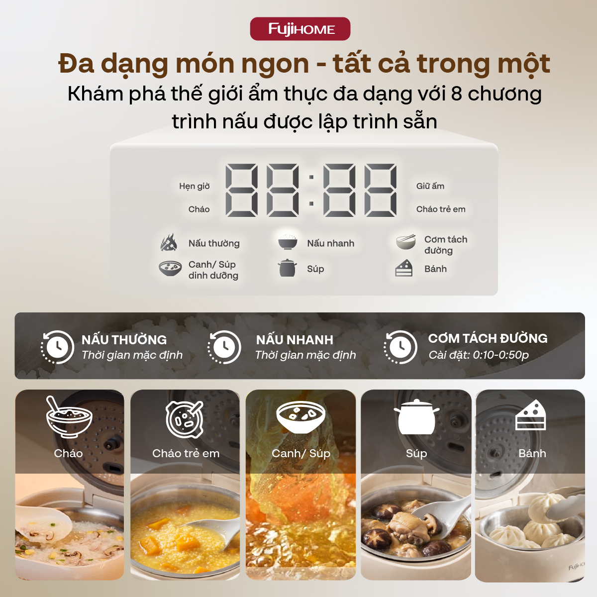Hình ảnh chi tiết NỒI CƠM ĐIỆN FUJIHOME INOX LOWSUGAR RC10ALS - Ảnh số 7