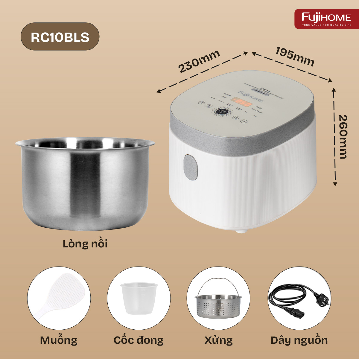 Hình ảnh chi tiết NỒI CƠM ĐIỆN FUJIHOME INOX LOWSUGAR RC10BLS - Ảnh số 16
