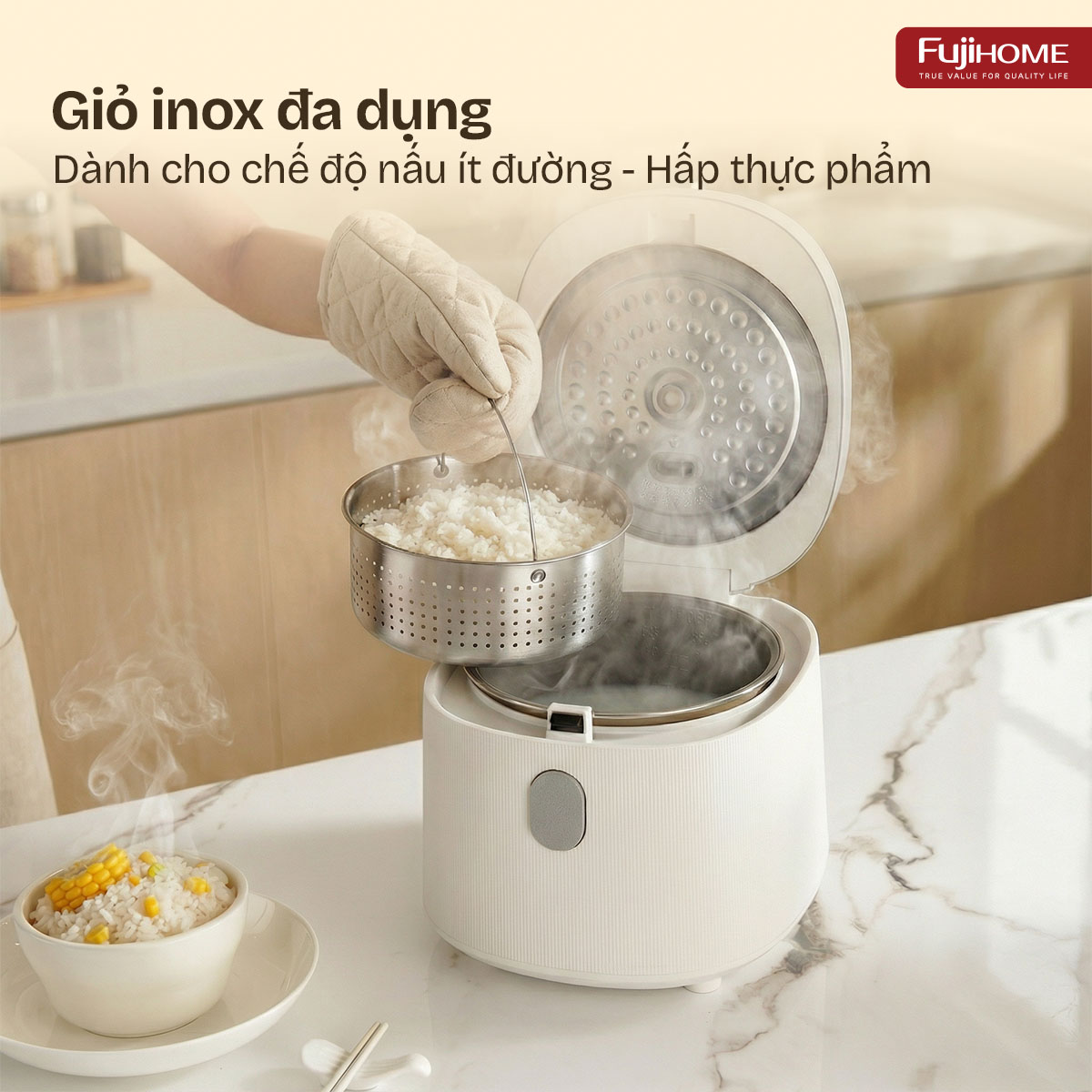 Hình ảnh chi tiết NỒI CƠM ĐIỆN FUJIHOME INOX LOWSUGAR RC10BLS - Ảnh số 6
