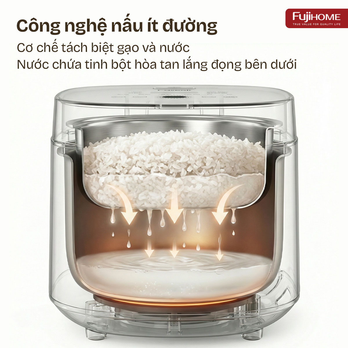 Hình ảnh chi tiết NỒI CƠM ĐIỆN FUJIHOME INOX LOWSUGAR RC10BLS - Ảnh số 10