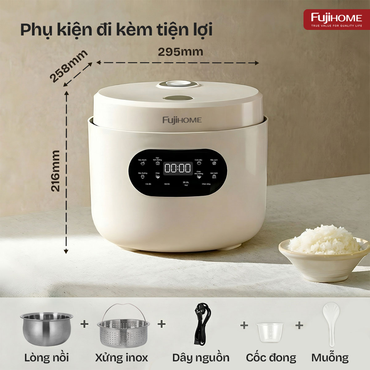 Hình ảnh chi tiết NỒI CƠM ĐIỆN FUJIHOME INOX LOWSUGAR RC12LS - Ảnh số 15