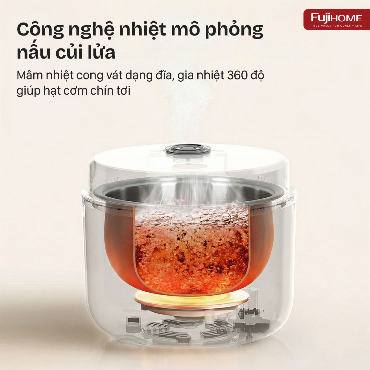 Hình ảnh chi tiết NỒI CƠM ĐIỆN FUJIHOME INOX LOWSUGAR RC12LS - Ảnh số 4