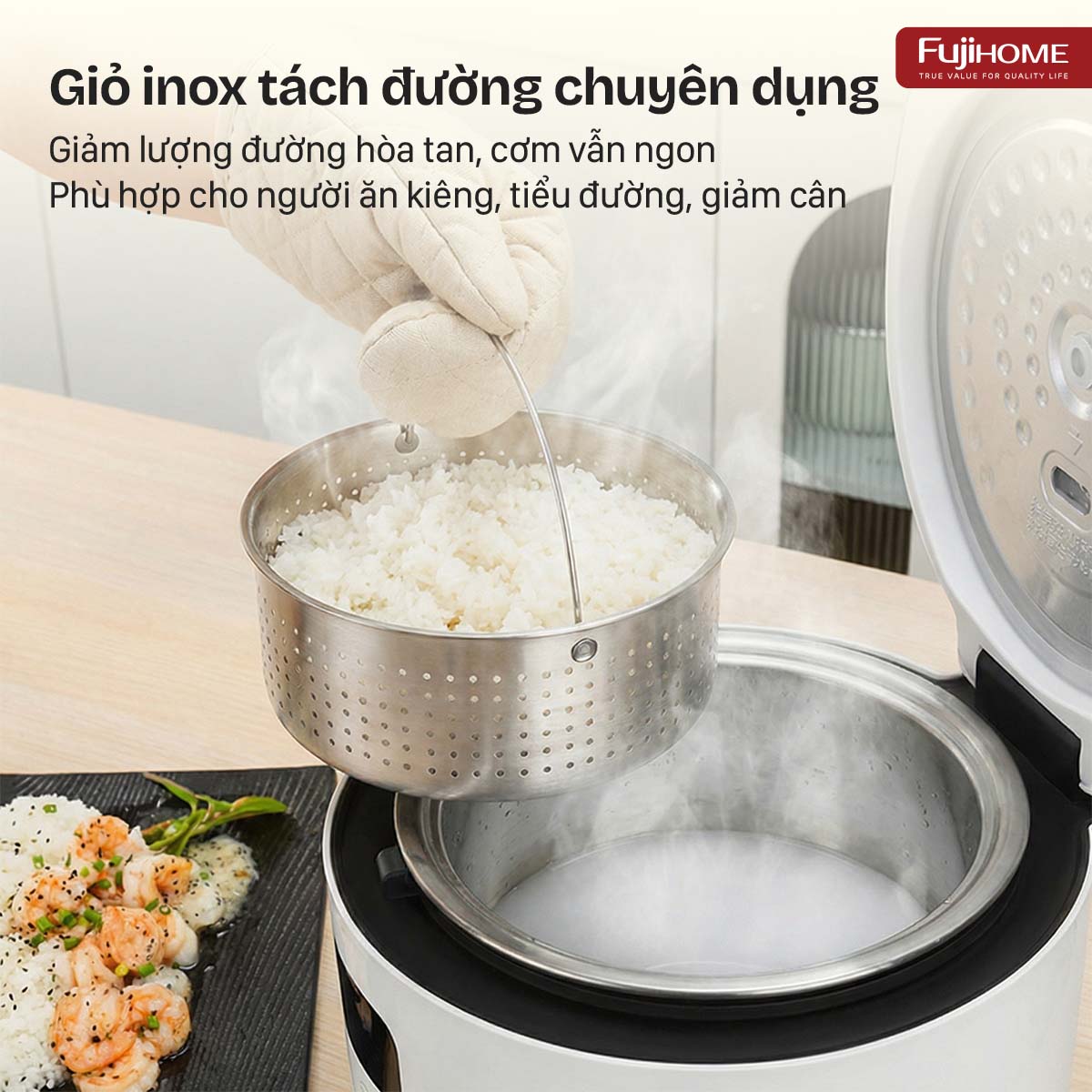 Hình ảnh chi tiết NỒI CƠM ĐIỆN FUJIHOME INOX LOWSUGAR RC12LS - Ảnh số 7