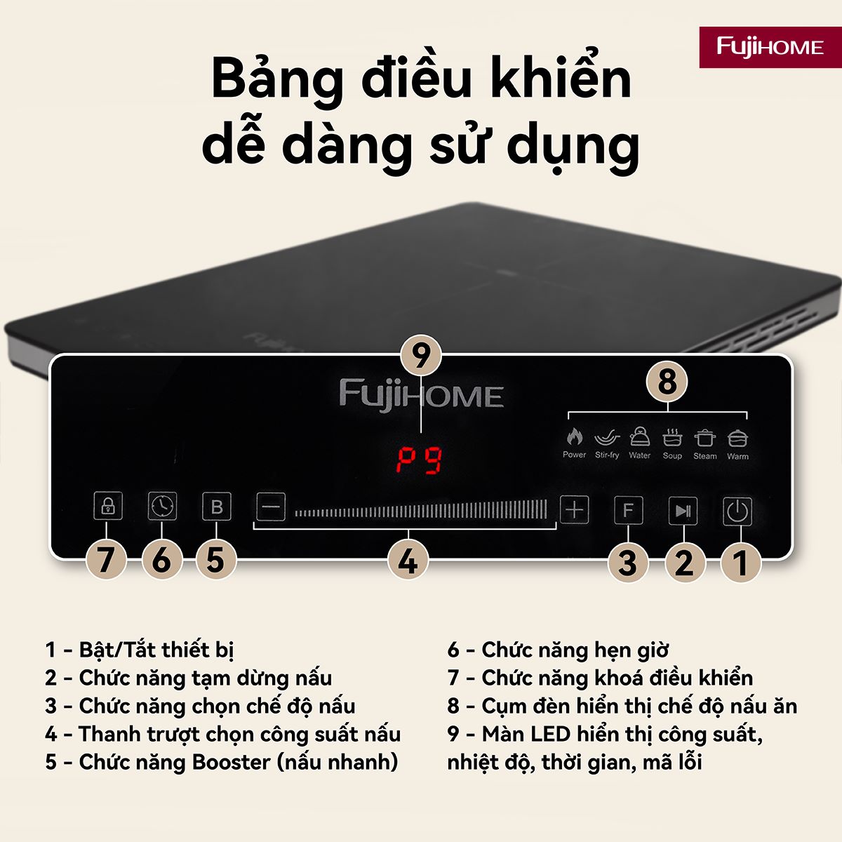 Hình ảnh chi tiết Bếp điện từ đơn Fujihome IC1391 - Ảnh số 23