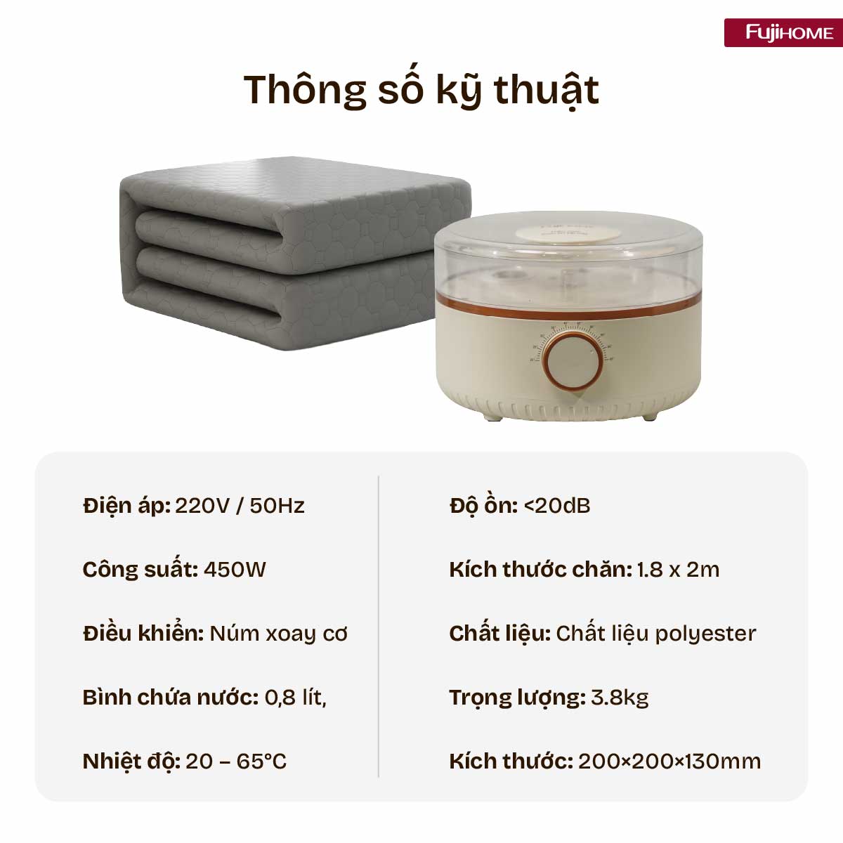 Hình ảnh chi tiết Chăn Điện Sưởi ấm bằng nước nóng Fujihome HB1820M - Ảnh số 32