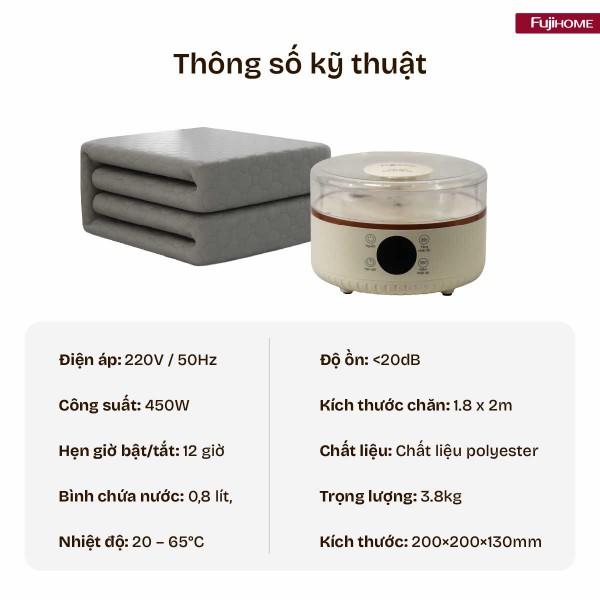 Hình ảnh chi tiết Chăn Điện Sưởi ấm bằng nước nóng Fujihome HB1820E - Ảnh số 13