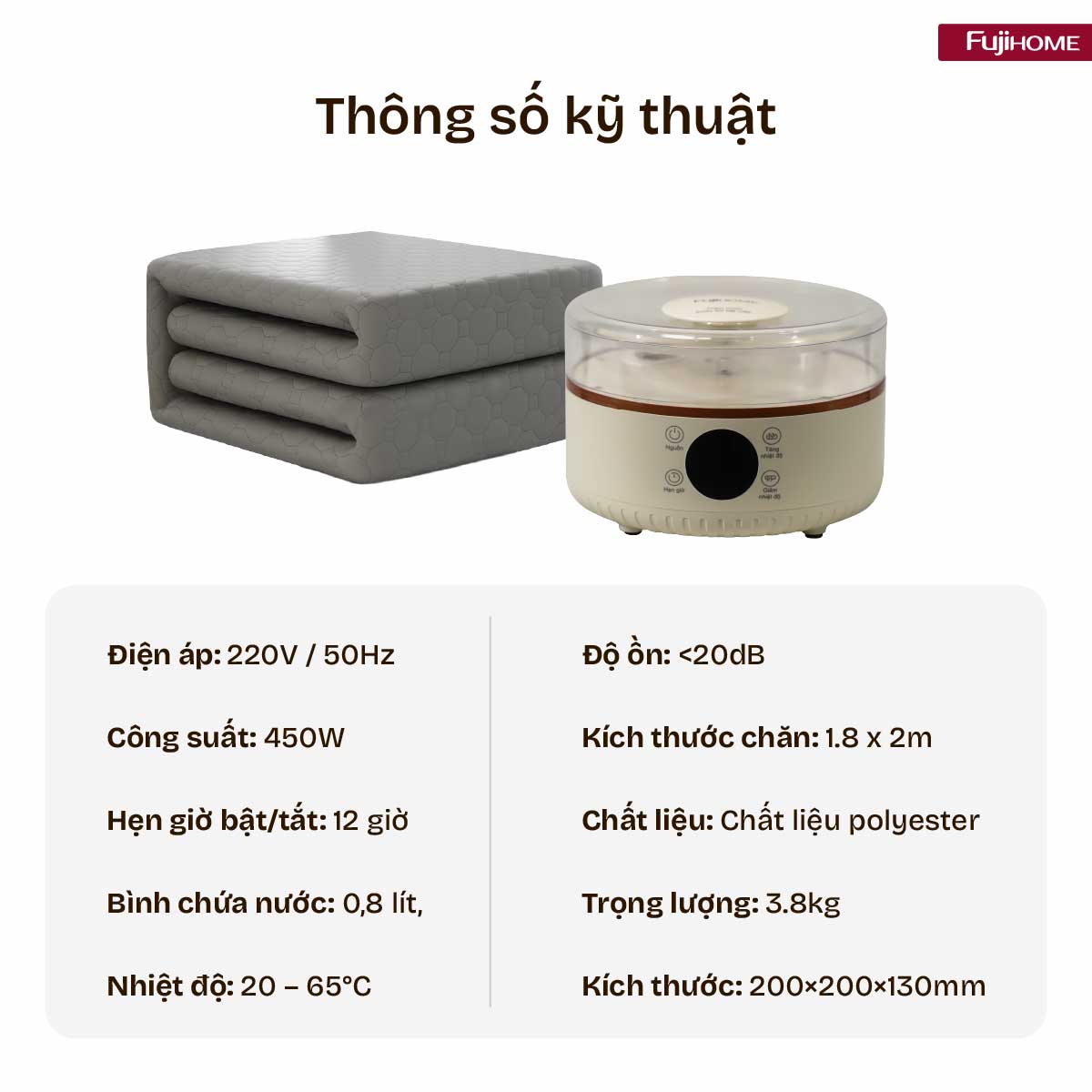 Hình ảnh chi tiết Chăn Điện Sưởi ấm bằng nước nóng Fujihome HB1820E - Ảnh số 34
