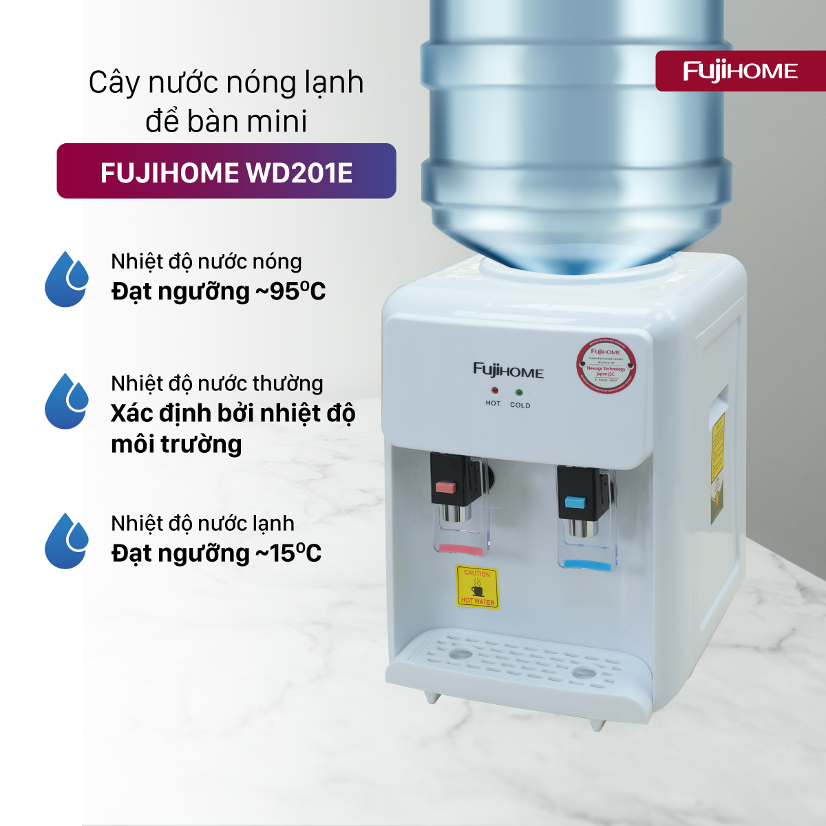 Hình ảnh chi tiết Cây nước nóng lạnh để bàn mini Fujihome WD201E - Ảnh số 3