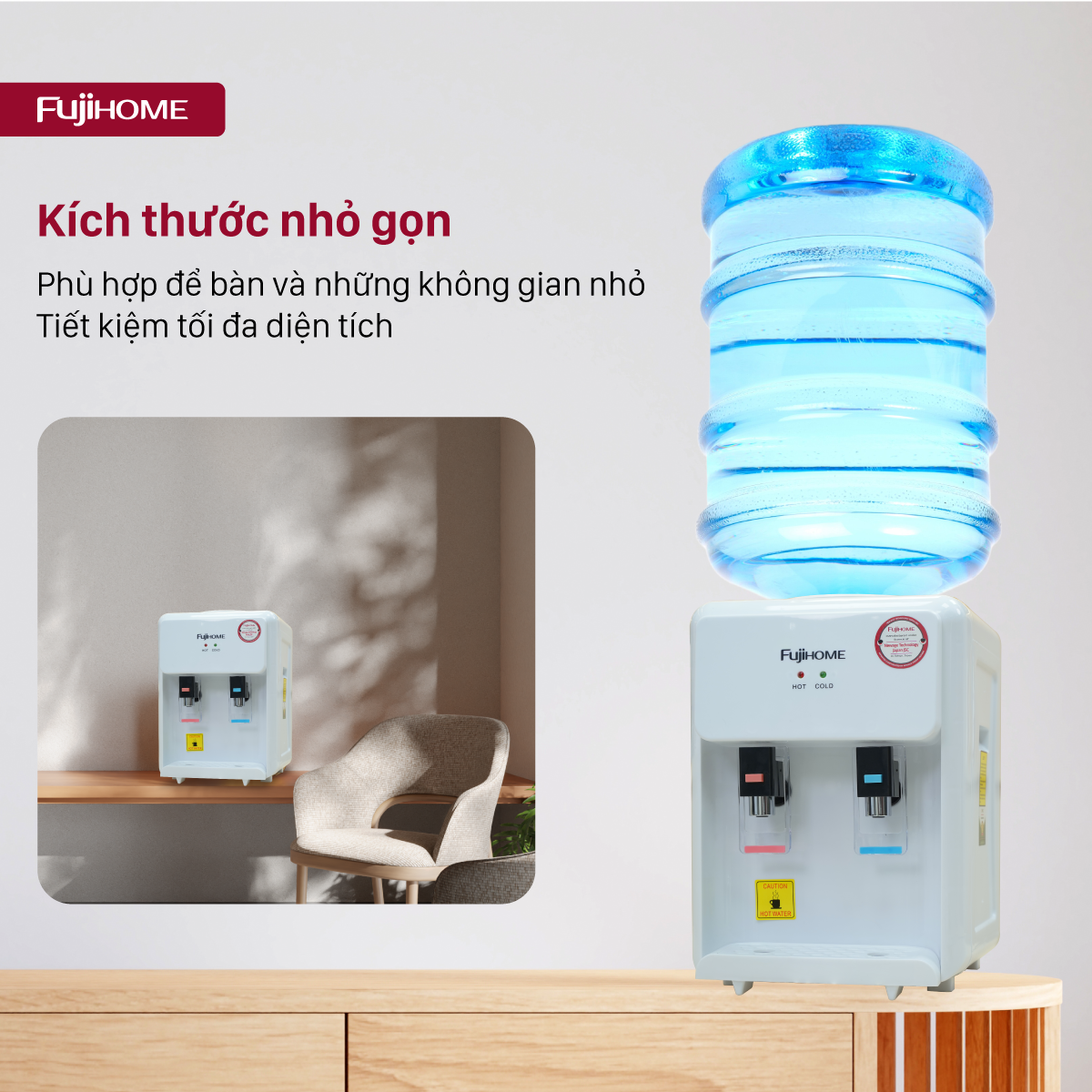 Hình ảnh chi tiết Cây nước nóng lạnh để bàn mini Fujihome WD201E - Ảnh số 7