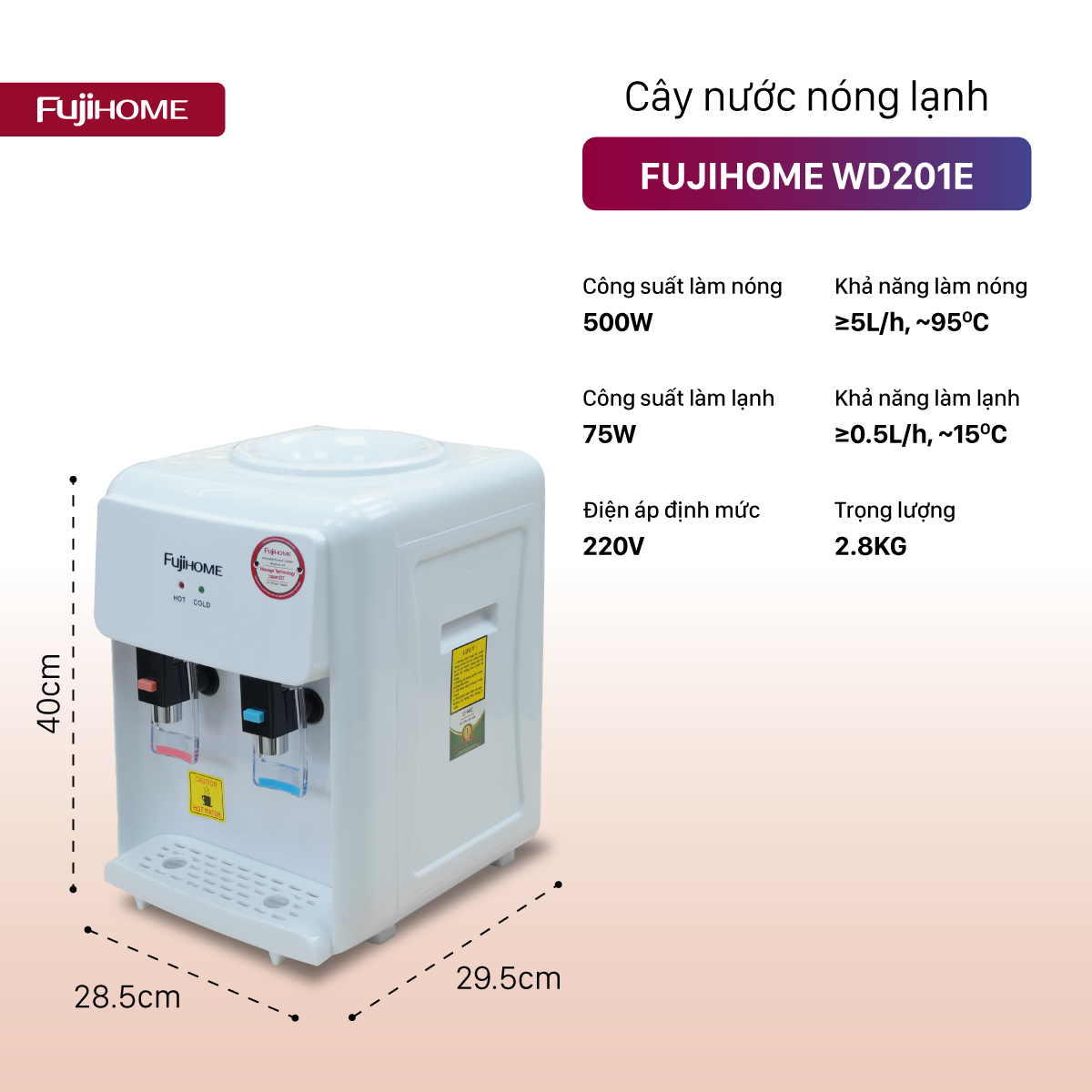 Hình ảnh chi tiết Cây nước nóng lạnh để bàn mini Fujihome WD201E - Ảnh số 8