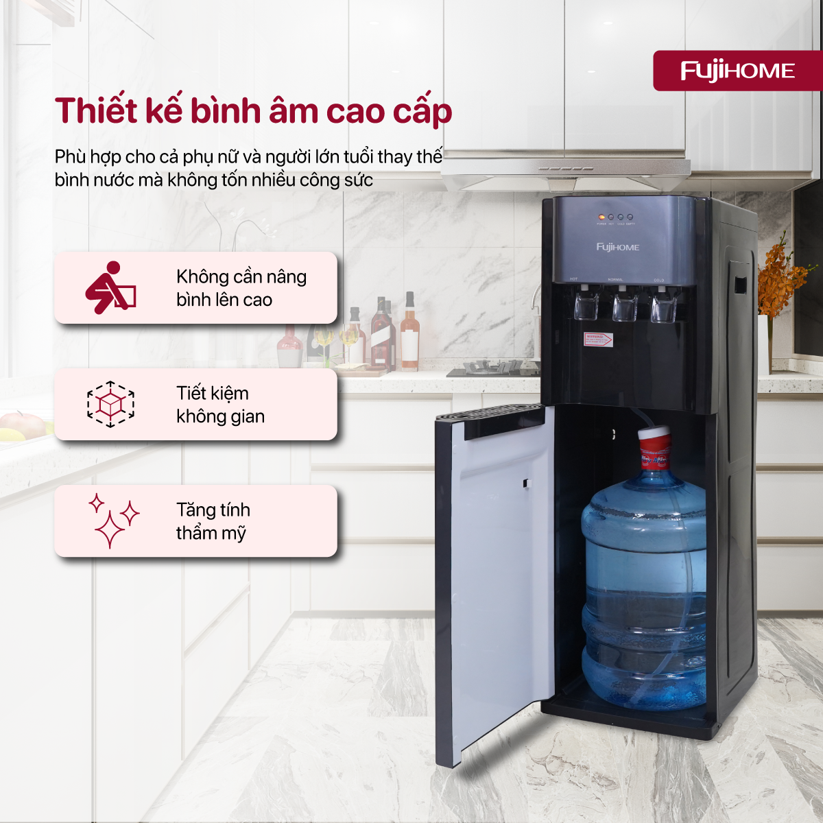 Hình ảnh chi tiết Cây nước nóng lạnh bình âm cao cấp Fujihome WD211UE - Ảnh số 3