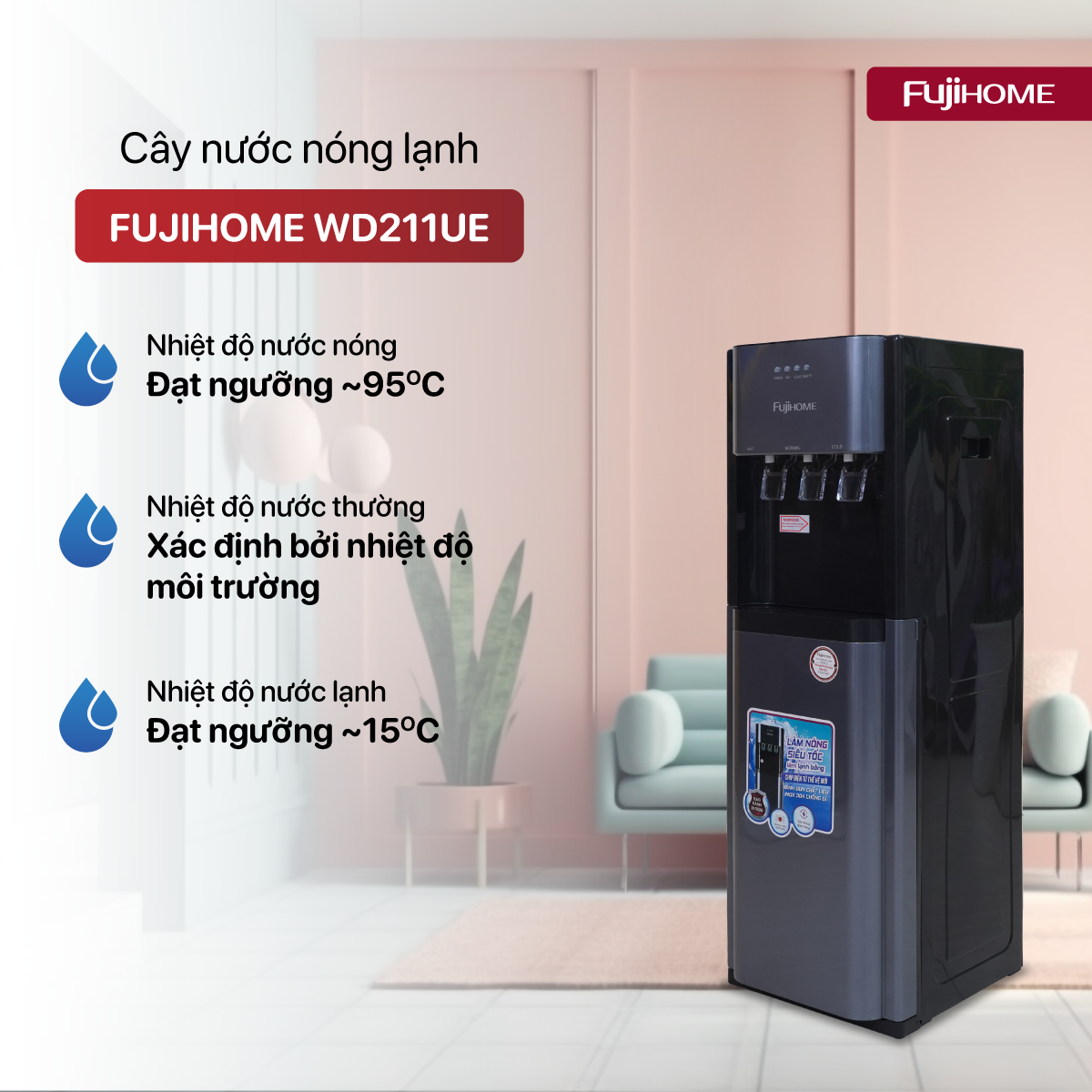 Hình ảnh chi tiết Cây nước nóng lạnh bình âm cao cấp Fujihome WD211UE - Ảnh số 5