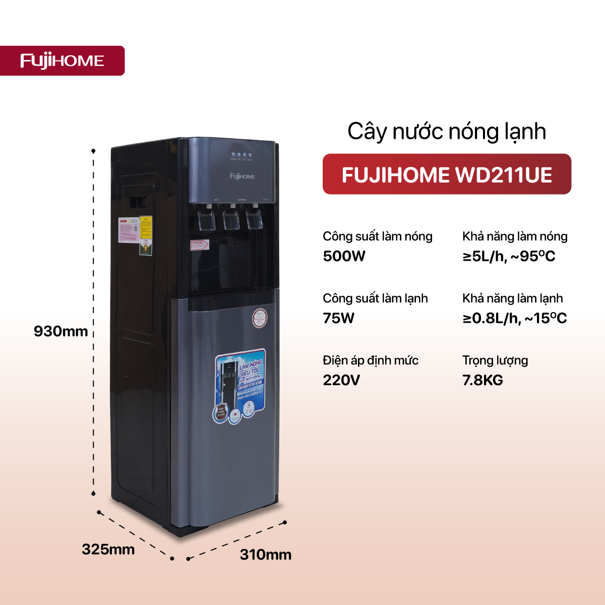 Hình ảnh chi tiết Cây nước nóng lạnh bình âm cao cấp Fujihome WD211UE - Ảnh số 11