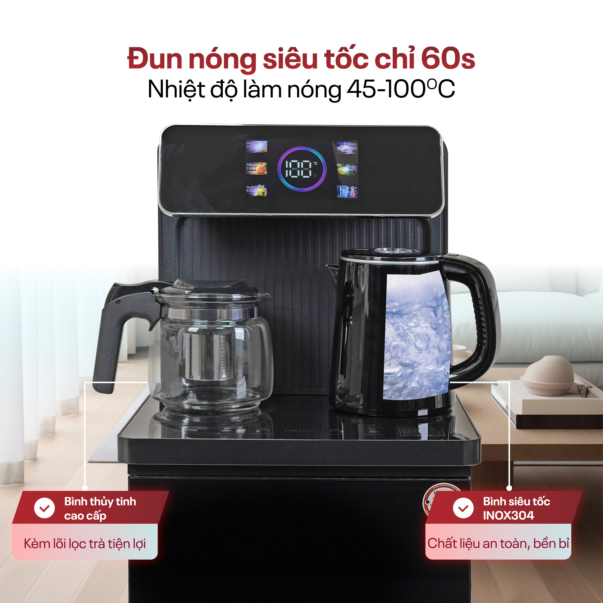 Hình ảnh chi tiết Cây nước nóng lạnh kết hợp bàn trà Fujihome TB815 - Ảnh số 16