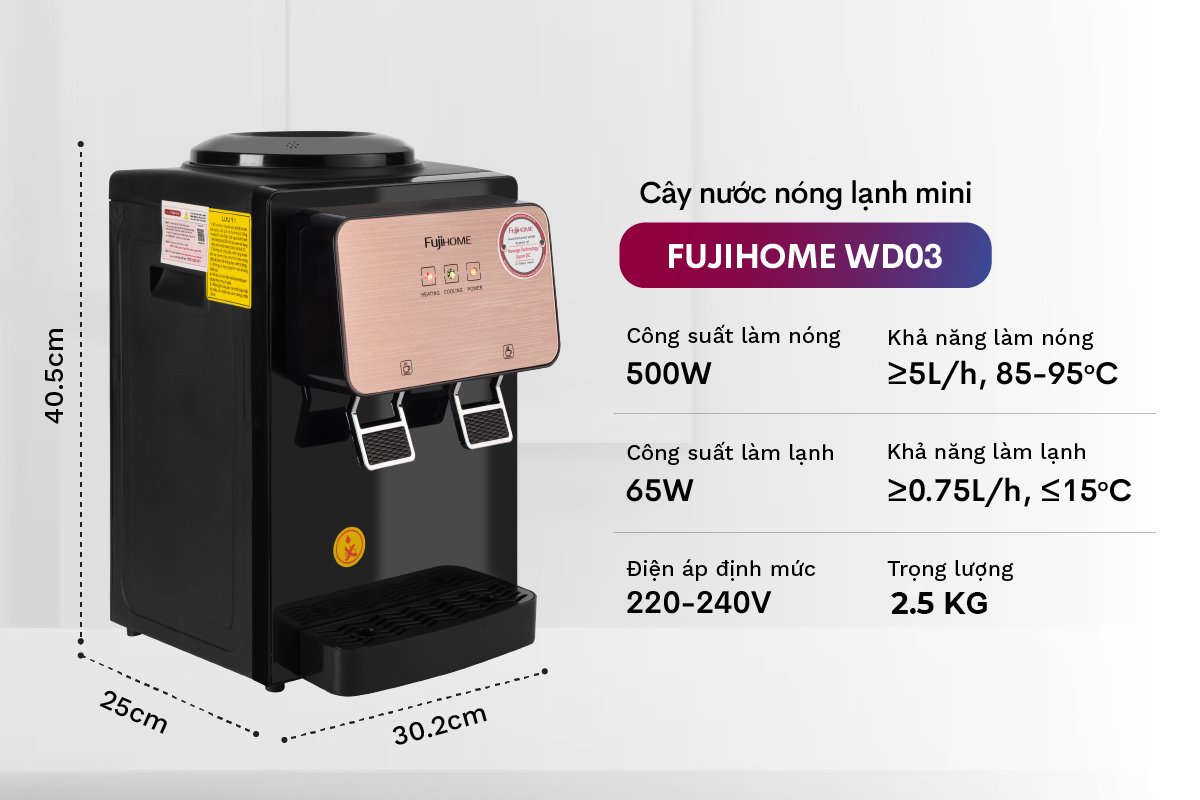 Hình ảnh chi tiết Cây nước nóng lạnh để bàn mini FUJIHOME WD03E - Ảnh số 19