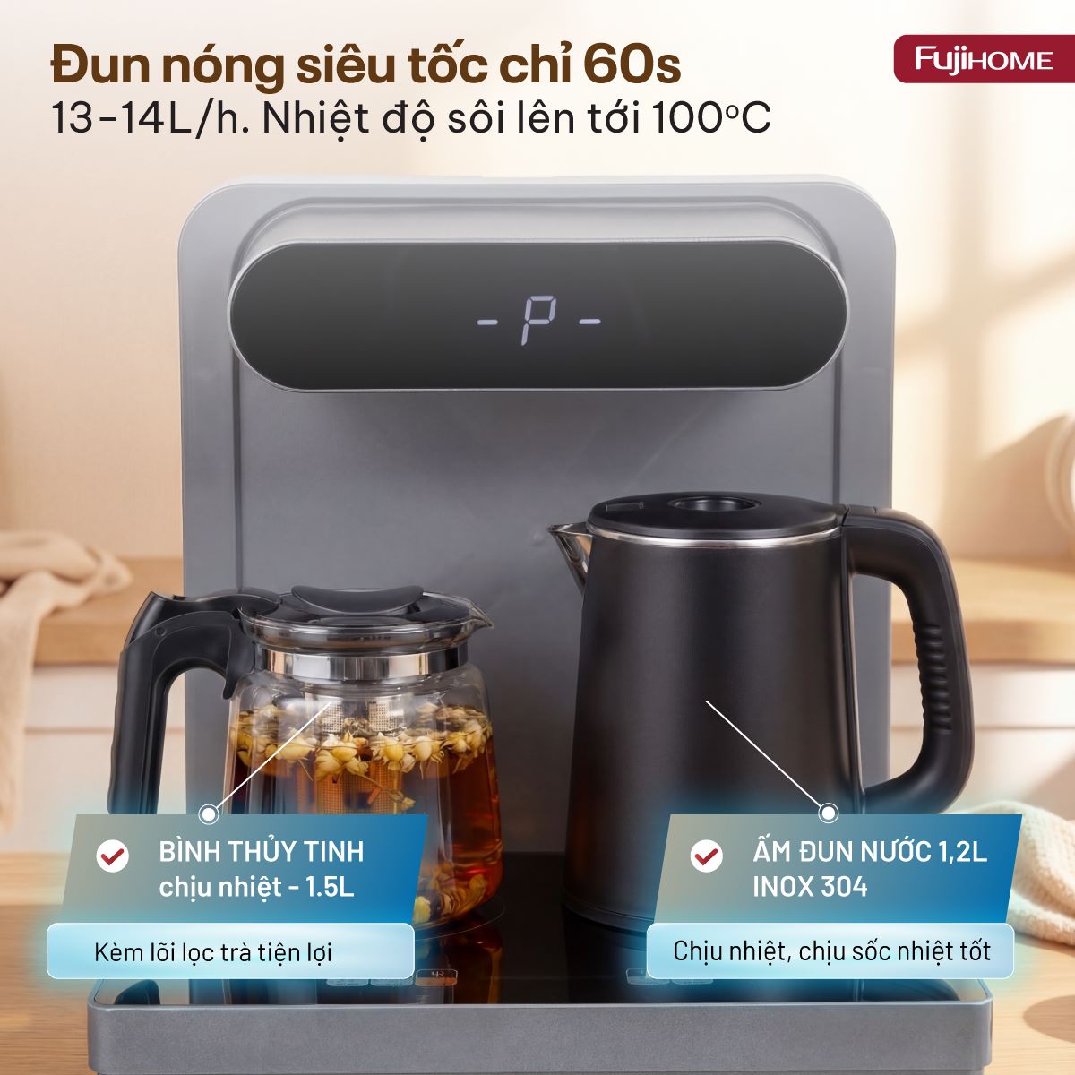 Hình ảnh chi tiết Cây nước nóng lạnh kết hợp bàn pha trà,  cafe Fujihome TB392N - Ảnh số 20