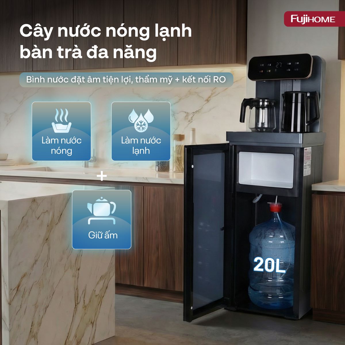 Hình ảnh chi tiết Cây nước nóng lạnh kết hợp bàn pha trà,  cafe Fujihome TB243AN - Ảnh số 18
