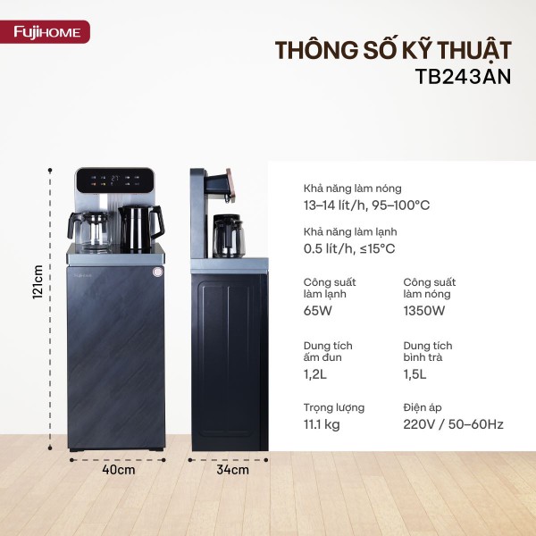 Hình ảnh chi tiết Cây nước nóng lạnh kết hợp bàn pha trà,  cafe Fujihome TB243AN - Ảnh số 4