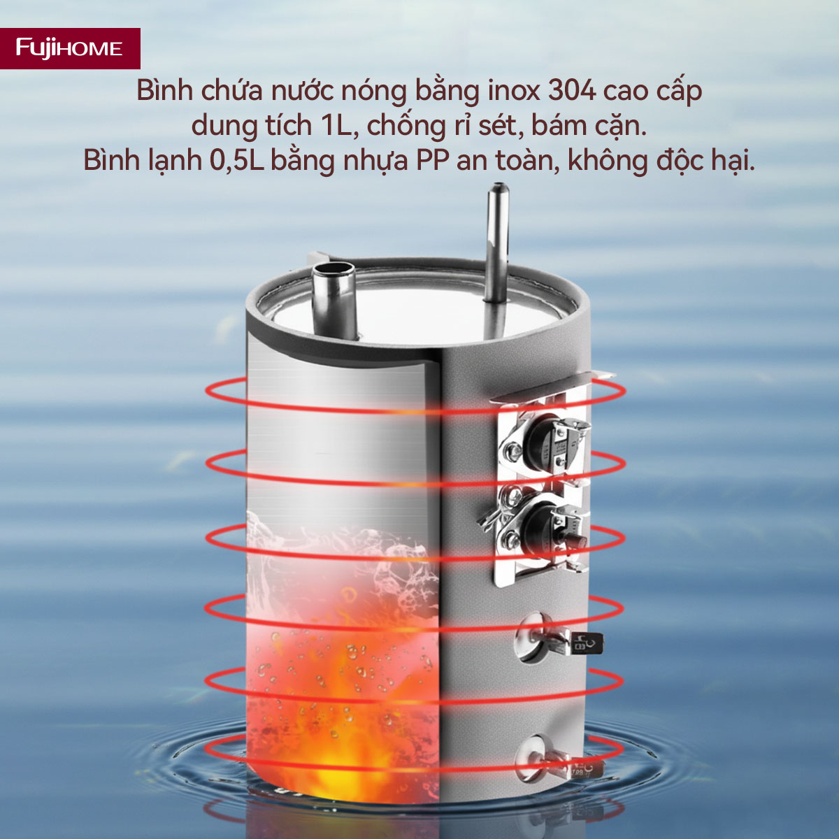 Hình ảnh chi tiết Cây nước nóng lạnh để bàn mini 3 vòi Fujihome WD07E - Ảnh số 16