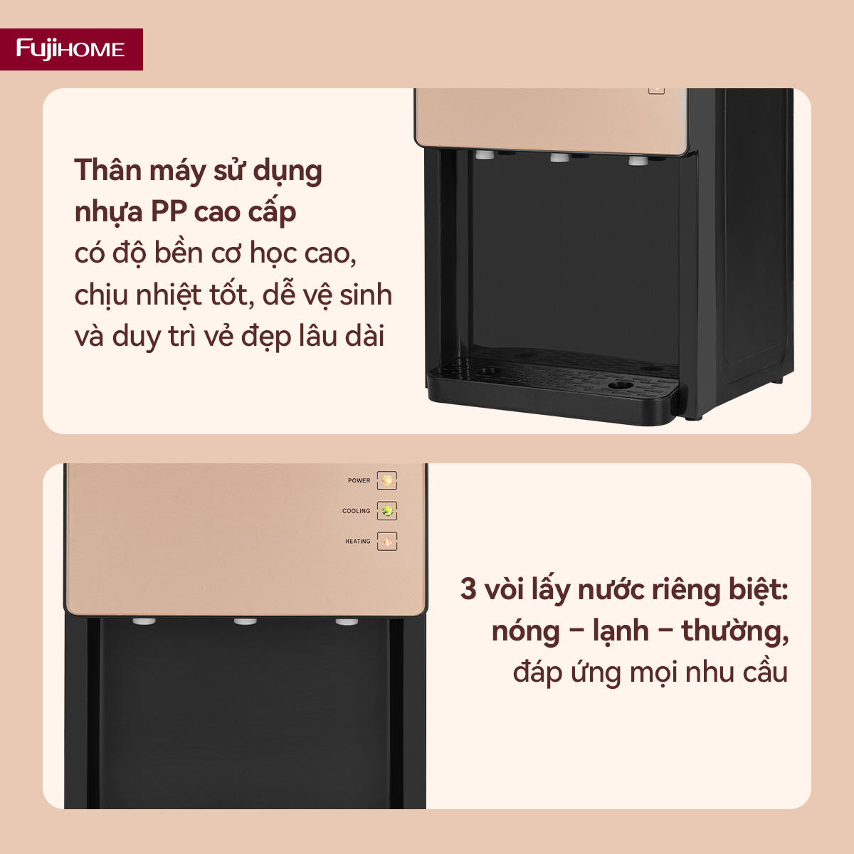 Hình ảnh chi tiết Cây nước nóng lạnh để bàn mini 3 vòi Fujihome WD07E - Ảnh số 18
