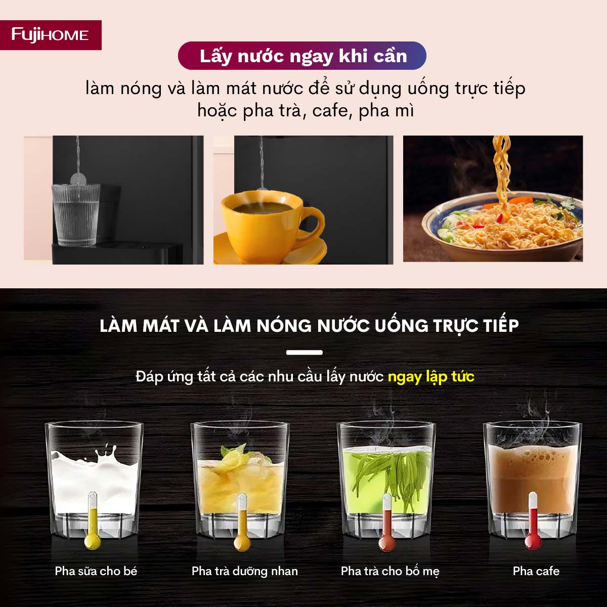 Hình ảnh chi tiết Cây nước nóng lạnh để bàn mini 3 vòi Fujihome WD07E - Ảnh số 23