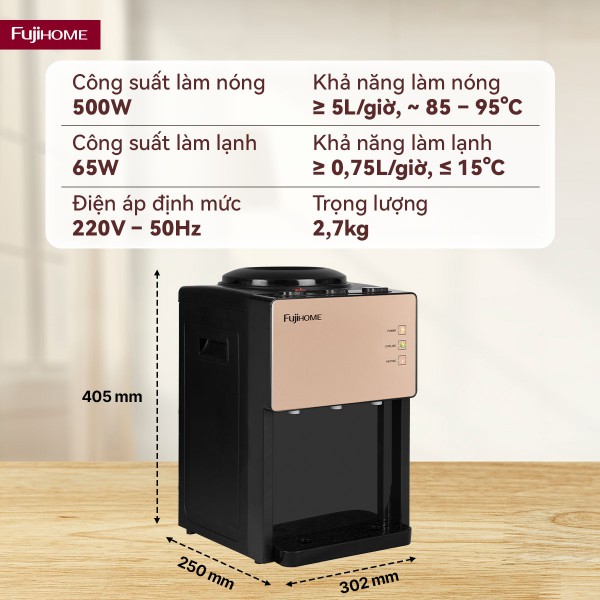 Hình ảnh chi tiết Cây nước nóng lạnh để bàn mini 3 vòi Fujihome WD07E - Ảnh số 7