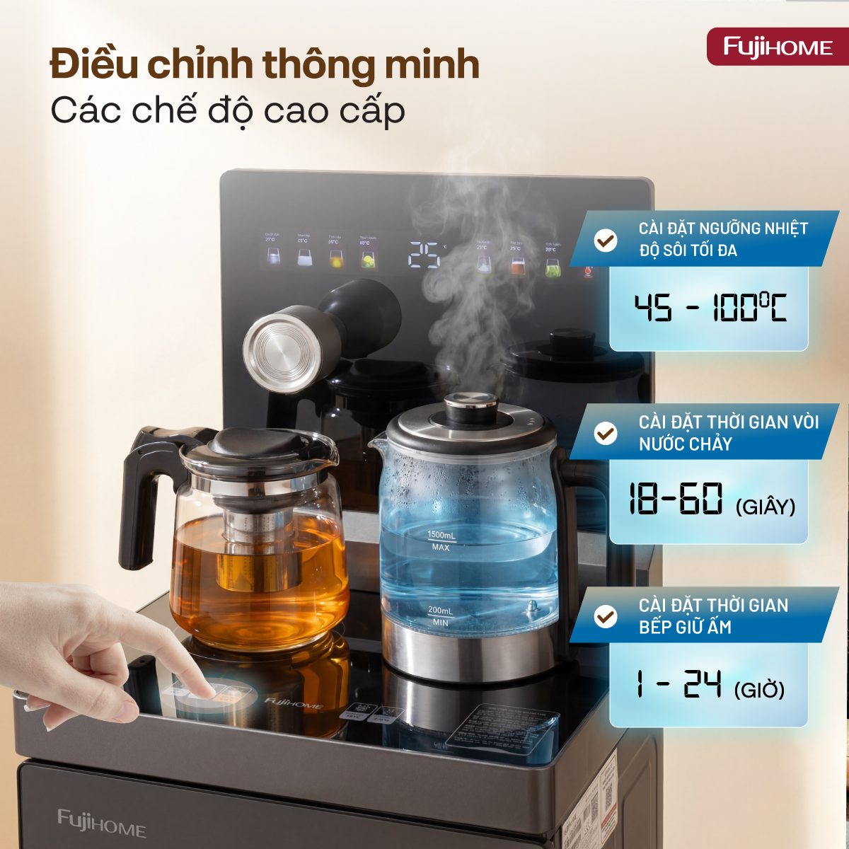 Hình ảnh chi tiết Cây nước bàn trà điều khiển bằng giọng nói Fujihome TB2411N-VOICE - Ảnh số 17