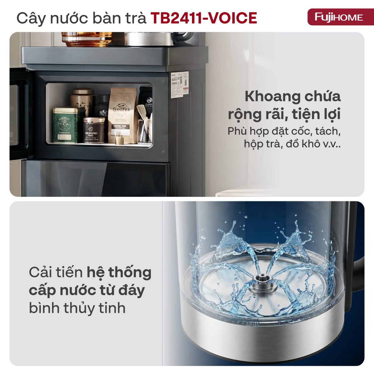 Hình ảnh chi tiết Cây nước bàn trà điều khiển bằng giọng nói Fujihome TB2411N-VOICE - Ảnh số 18
