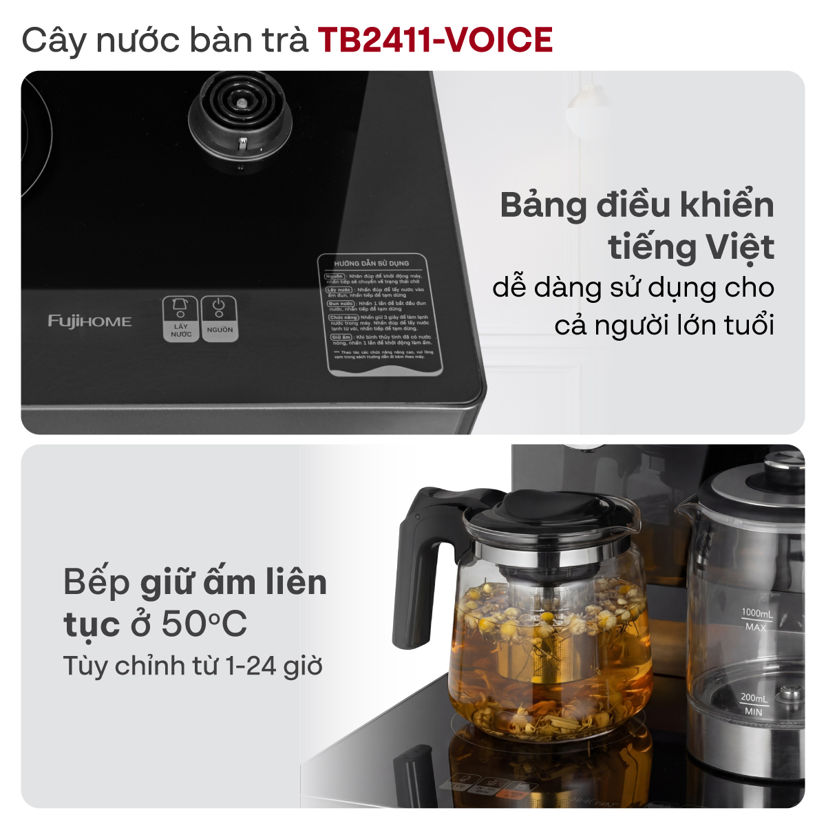 Hình ảnh chi tiết Cây nước bàn trà điều khiển bằng giọng nói Fujihome TB2411N-VOICE - Ảnh số 19
