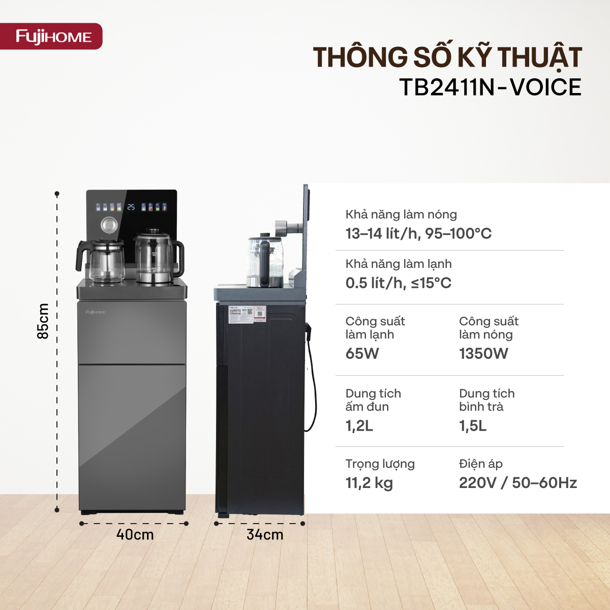 Hình ảnh chi tiết Cây nước bàn trà điều khiển bằng giọng nói Fujihome TB2411N-VOICE - Ảnh số 28