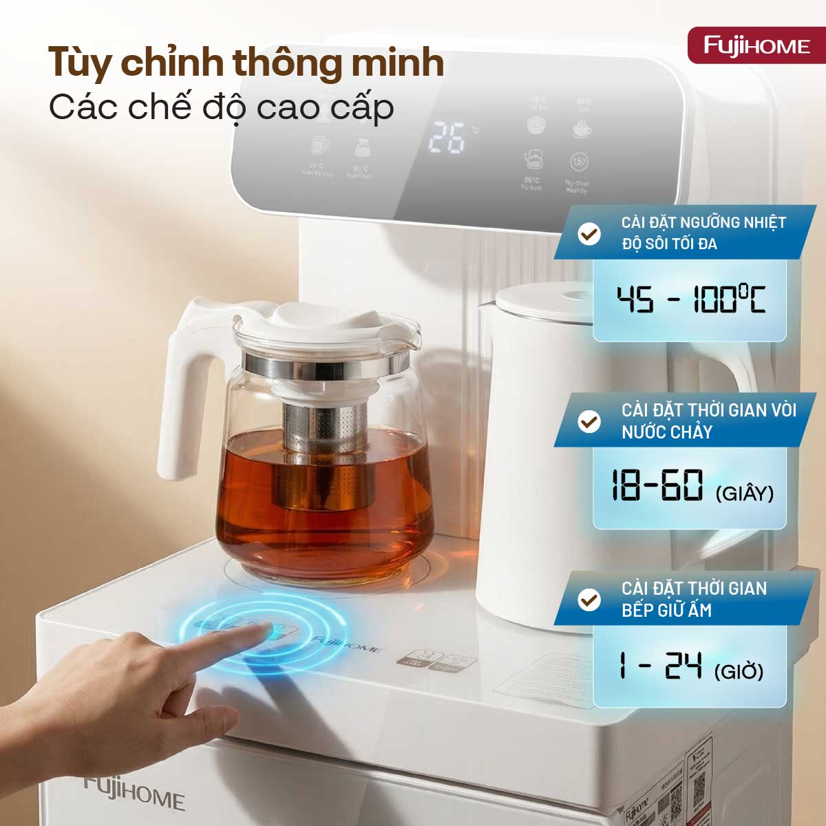 Hình ảnh chi tiết Cây nước nóng lạnh kết hợp bàn pha trà, cafe Fujihome TB237N - Ảnh số 20