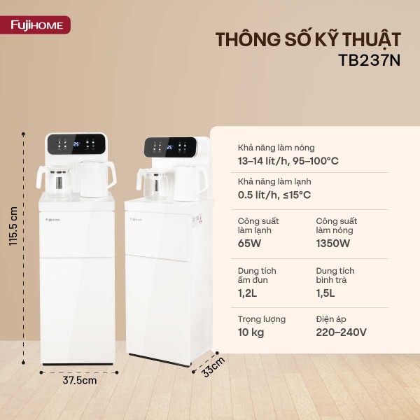 Hình ảnh chi tiết Cây nước nóng lạnh kết hợp bàn pha trà, cafe Fujihome TB237N - Ảnh số 11