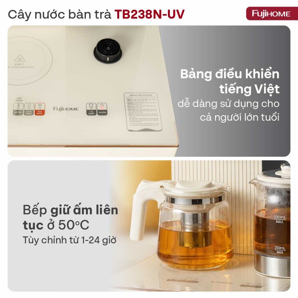 Hình ảnh chi tiết Cây nước bàn trà cao cấp có ngăn khử khuẩn UV Fujihome TB238N-UV - Ảnh số 14