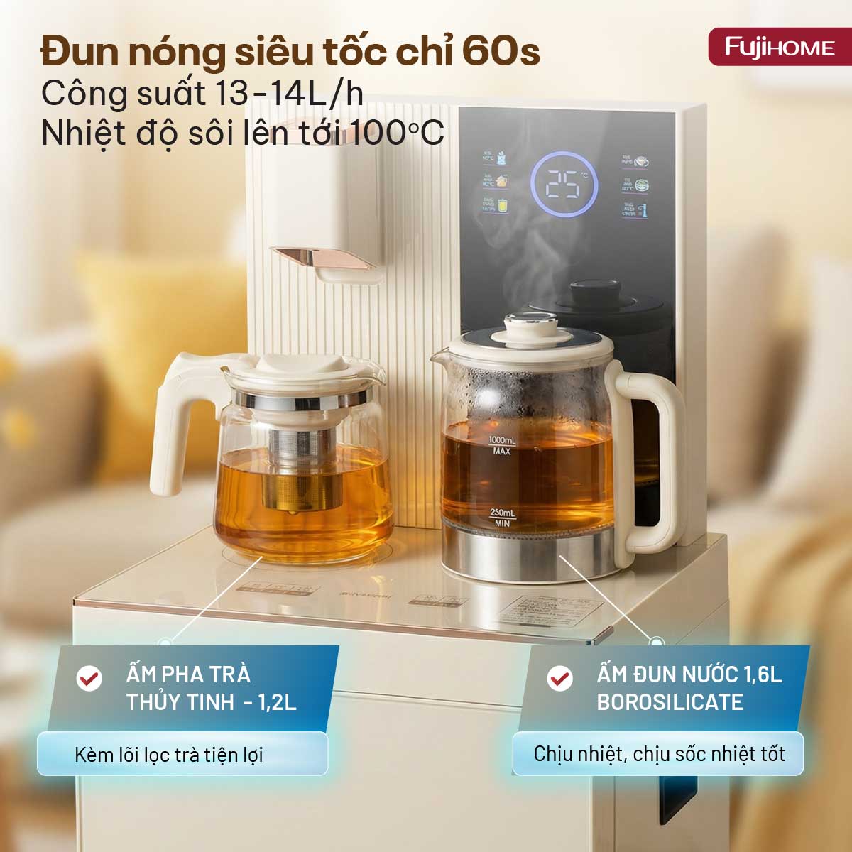 Hình ảnh chi tiết Cây nước bàn trà cao cấp có ngăn khử khuẩn UV Fujihome TB238N-UV - Ảnh số 20